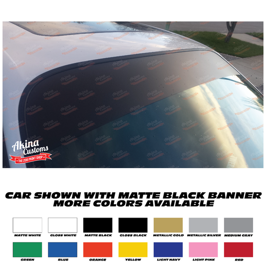 60" x 8" Matte Black Windshield Banner Vinyl Decal Sun Strip Shade